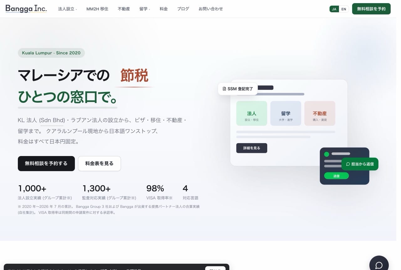 Bangga 公式サイトのトップページ